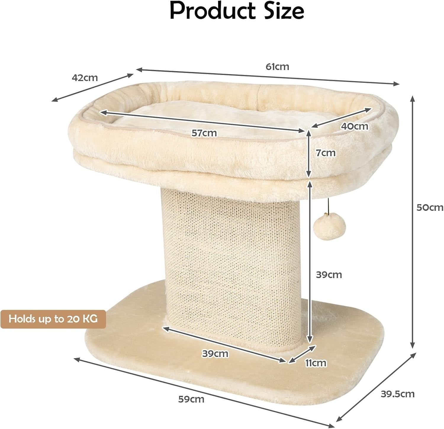 2-Level Cat Tree Scratching Post Tower Top Perch Sisal Column