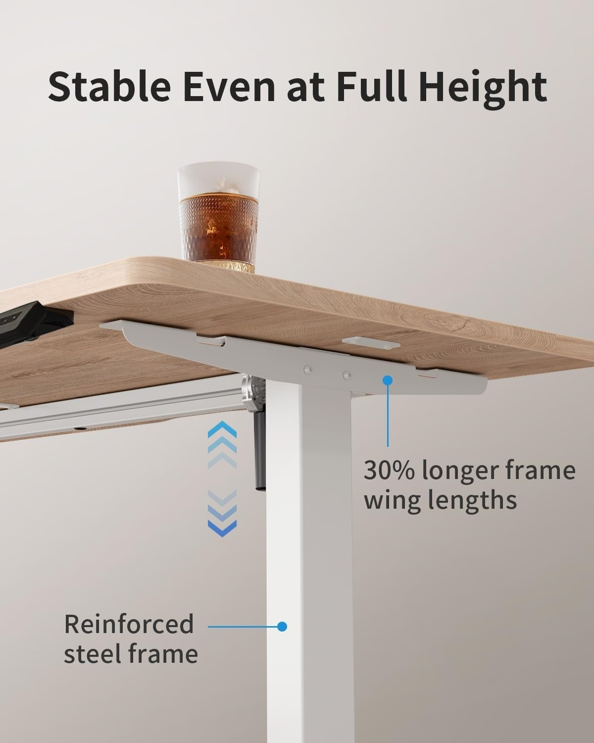 Electric Standing Desk 120x60cm Maple Top White Frame Adjustable Sit Stand