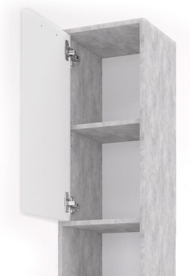 Tall Bathroom Storage Cabinet with Doors & Shelves, Slim 30x190 cm