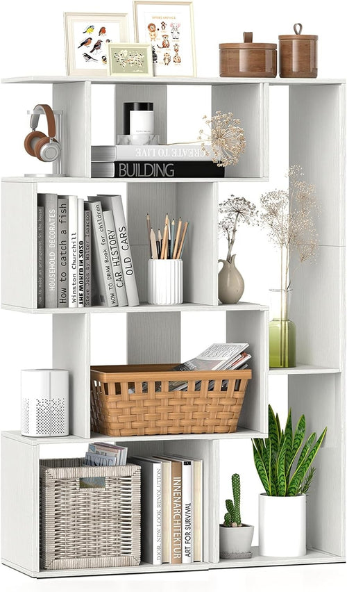 6-Cube Modern Bookshelf Freestanding Storage Unit with Anti-Tip Design White