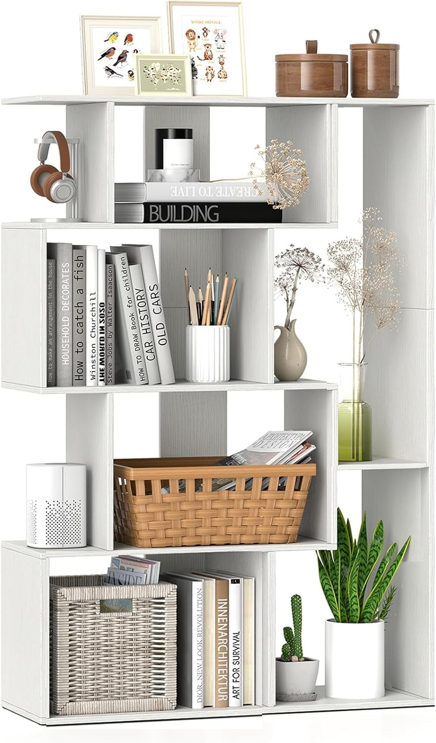 6-Cube Modern Bookshelf Freestanding Storage Unit with Anti-Tip Design White