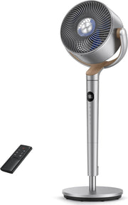 Cool Standing Floor Fan with Remote Control - 8 Speeds 3 Modes Adjustable Silver