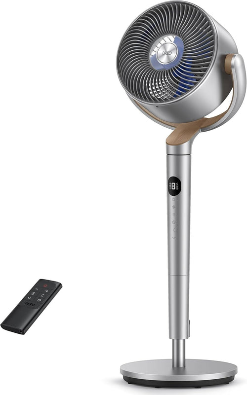 Cool Standing Floor Fan with Remote Control - 8 Speeds 3 Modes Adjustable Silver