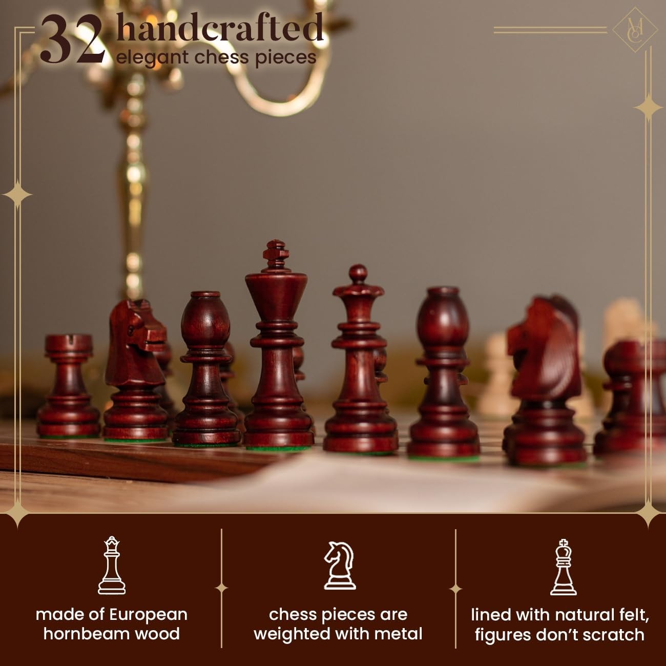 Staunton No.7 Weighted Wooden Chess Pieces with Premium Mahogany Box
