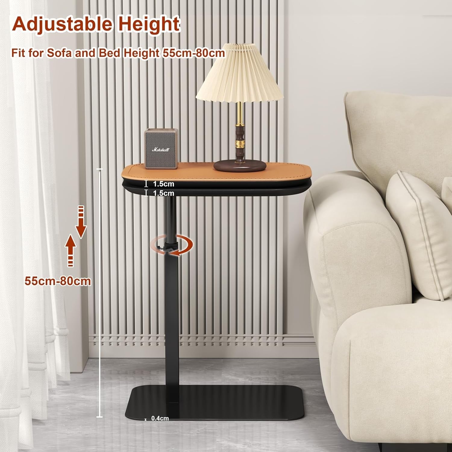 Adjustable C Shaped Side Table Bed Sofa Laptop Tray Height Adjustable