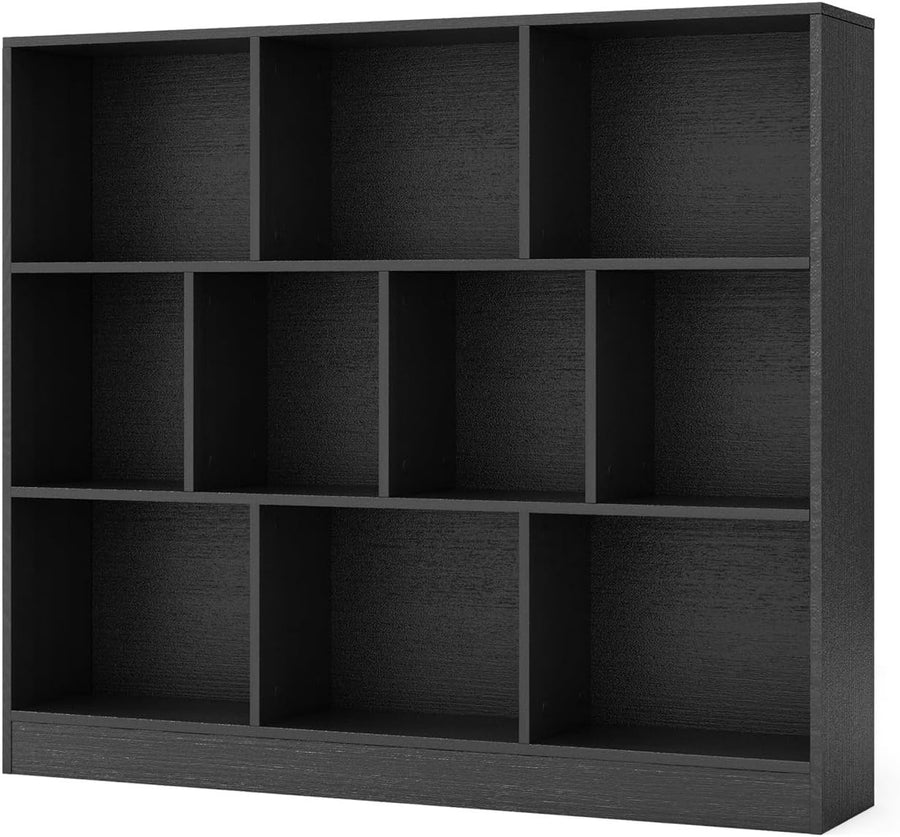 3 Tier Cube Bookcase 10 Compartment Storage Shelving Unit Display Black