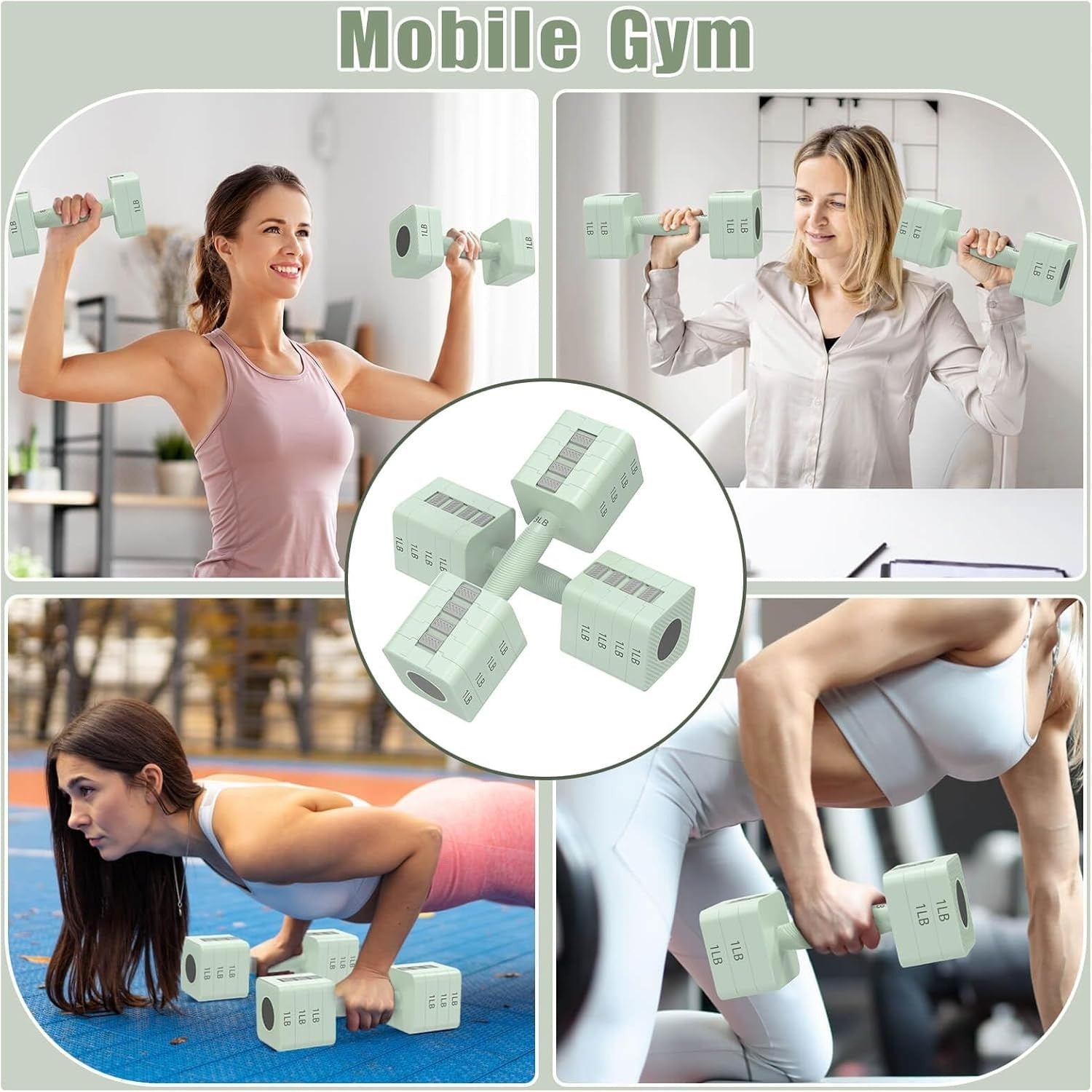 Adjustable Dumbbells Set 5-in-1 3–11LB Each Quick Change Home Weights