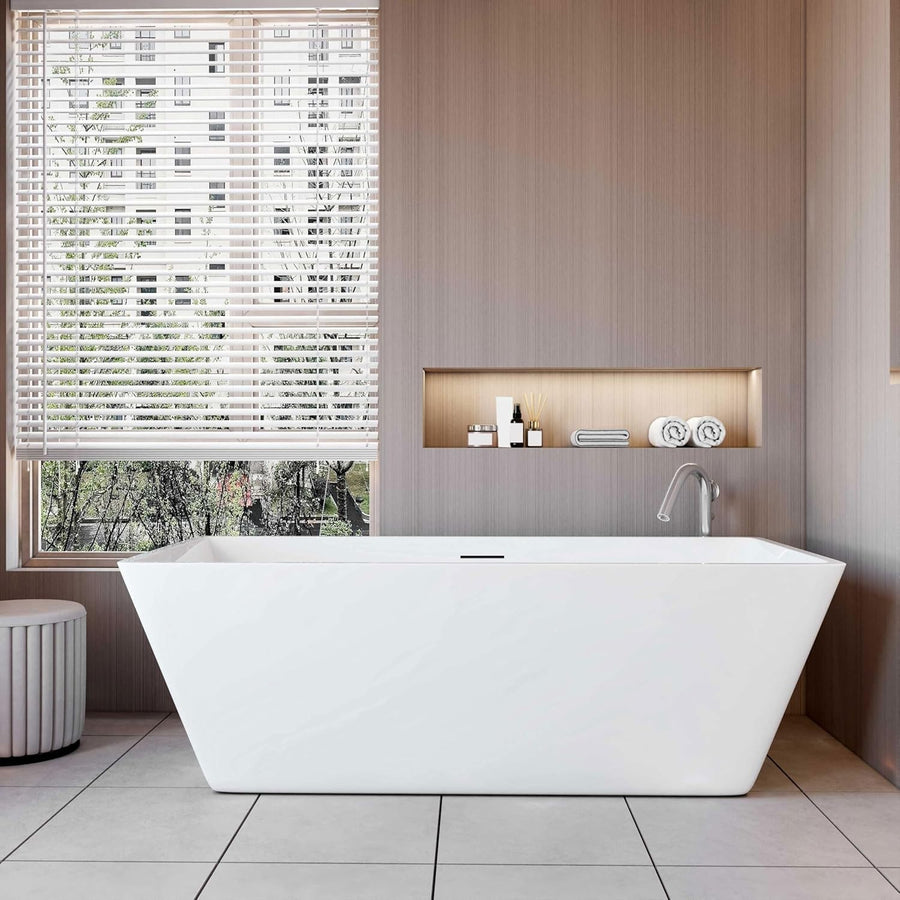 1700x800mm White Double Ended Freestanding Acrylic Shower Bath Modern