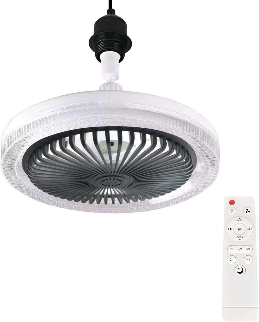 2-in-1 LED Ceiling Fan, 3 Speeds, 3 Color Temps, Dimmable, Remote, Dark Grey