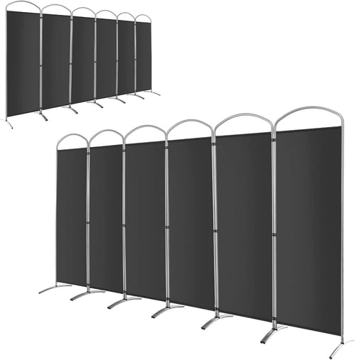 6 Panel Grey Folding Room Divider Freestanding Privacy Screen Partition 331x188c