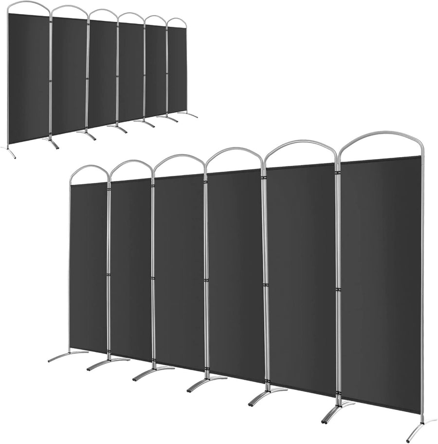 6 Panel Grey Folding Room Divider Freestanding Privacy Screen Partition 331x188c