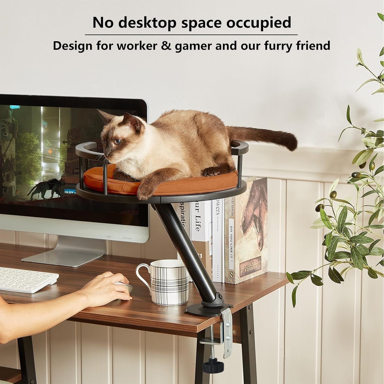 Rotating Desk Cat Bed Elevated Cat Hammock Clamp On Cat Perch