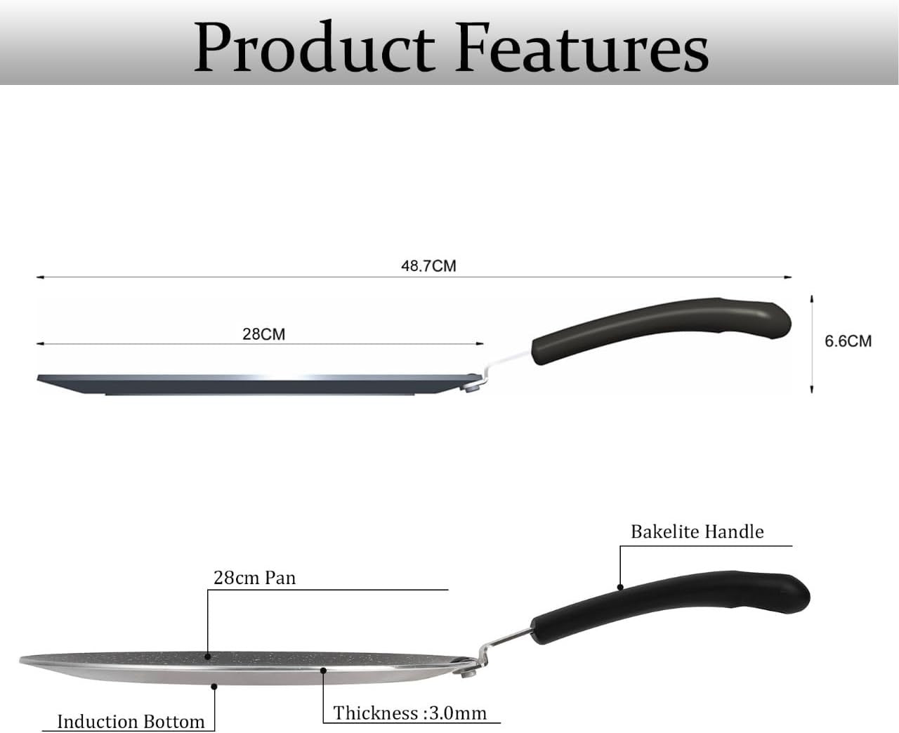30cm Non-Stick Tawa Pan | Induction Roti Chapatti Dosa Pan Aluminium