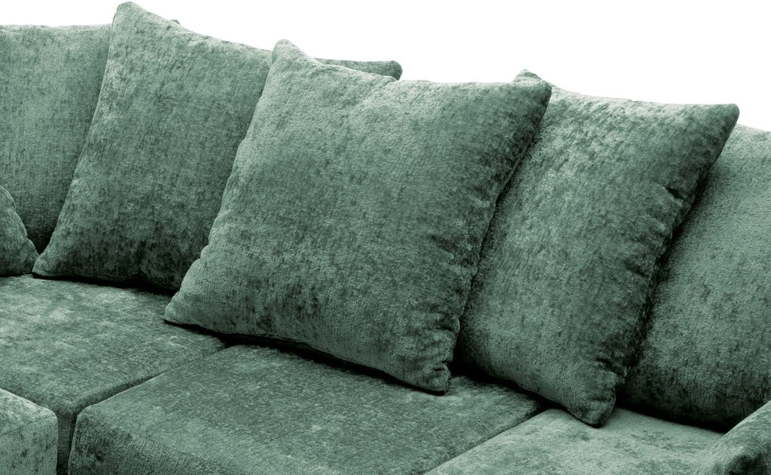 L-Shaped Rifle Green Corner Sofa 5-Seater Modern Crushed Chenille Couch