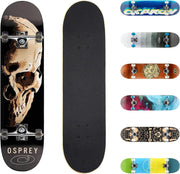 31" Double Kick Skateboard Adult Youth Maple Deck 50mm Wheels ABEC 7 Grip Tape