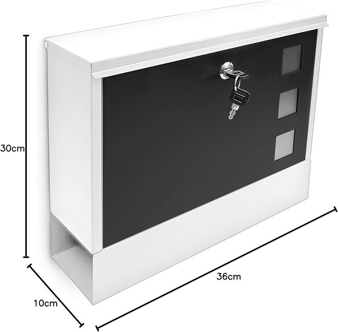 Lockable Wall Mounted Mailbox with Keys Metal Letterbox Modern Design
