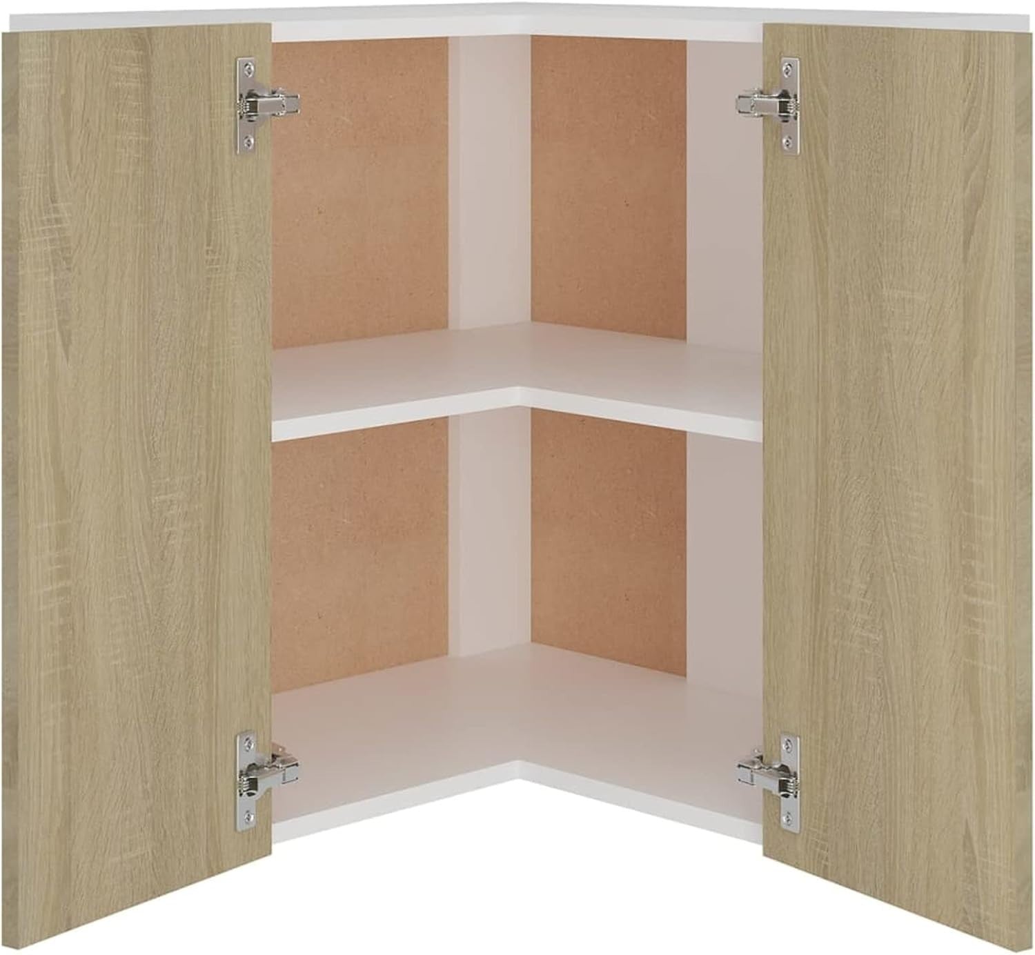 Corner Wall Cabinet Kitchen Storage Unit with Doors & Shelves 57x57x60cm