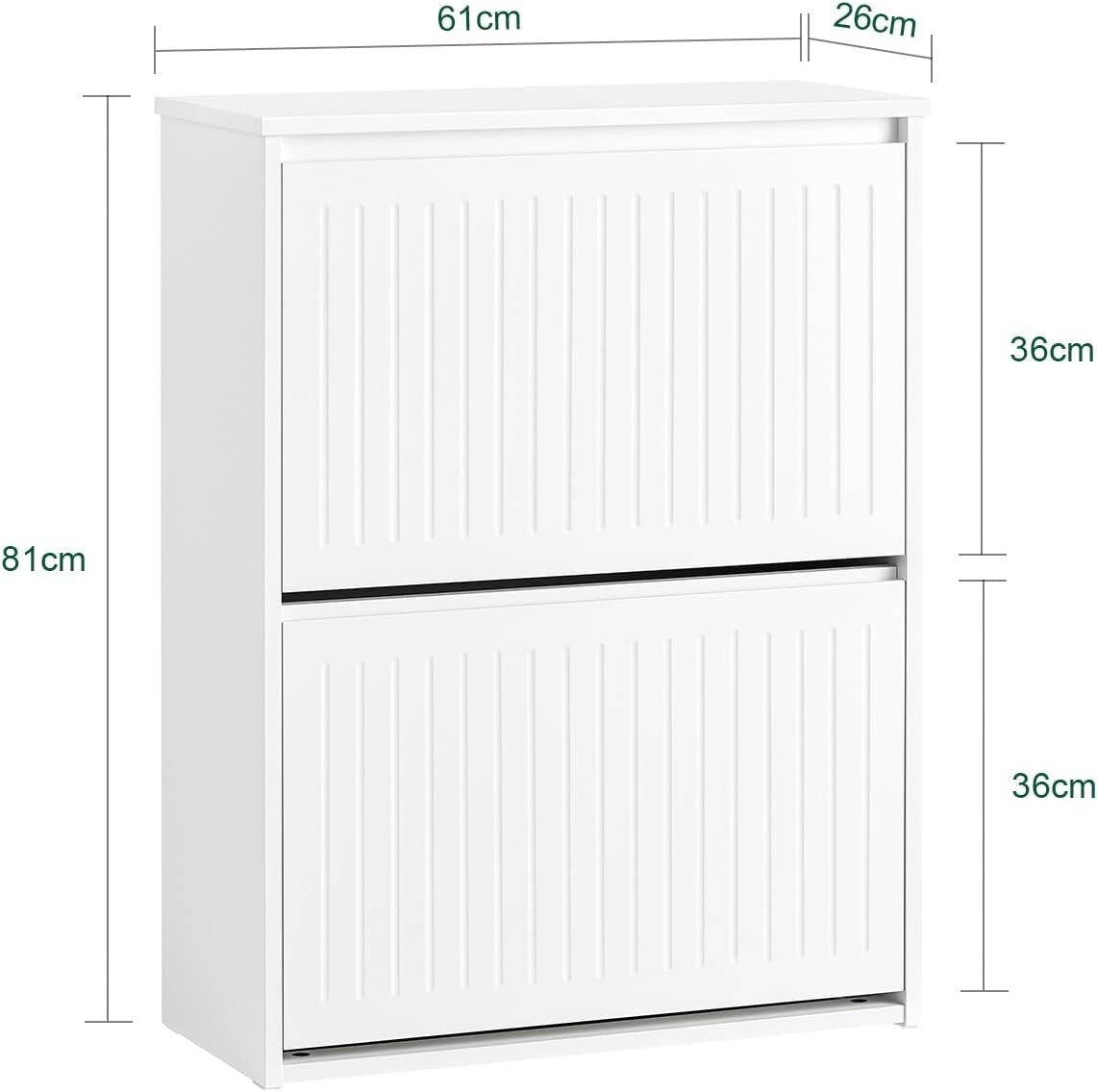 Slim Shoe Storage Cabinet – 2 Flip Drawers, Narrow Hallway Unit, White MDF