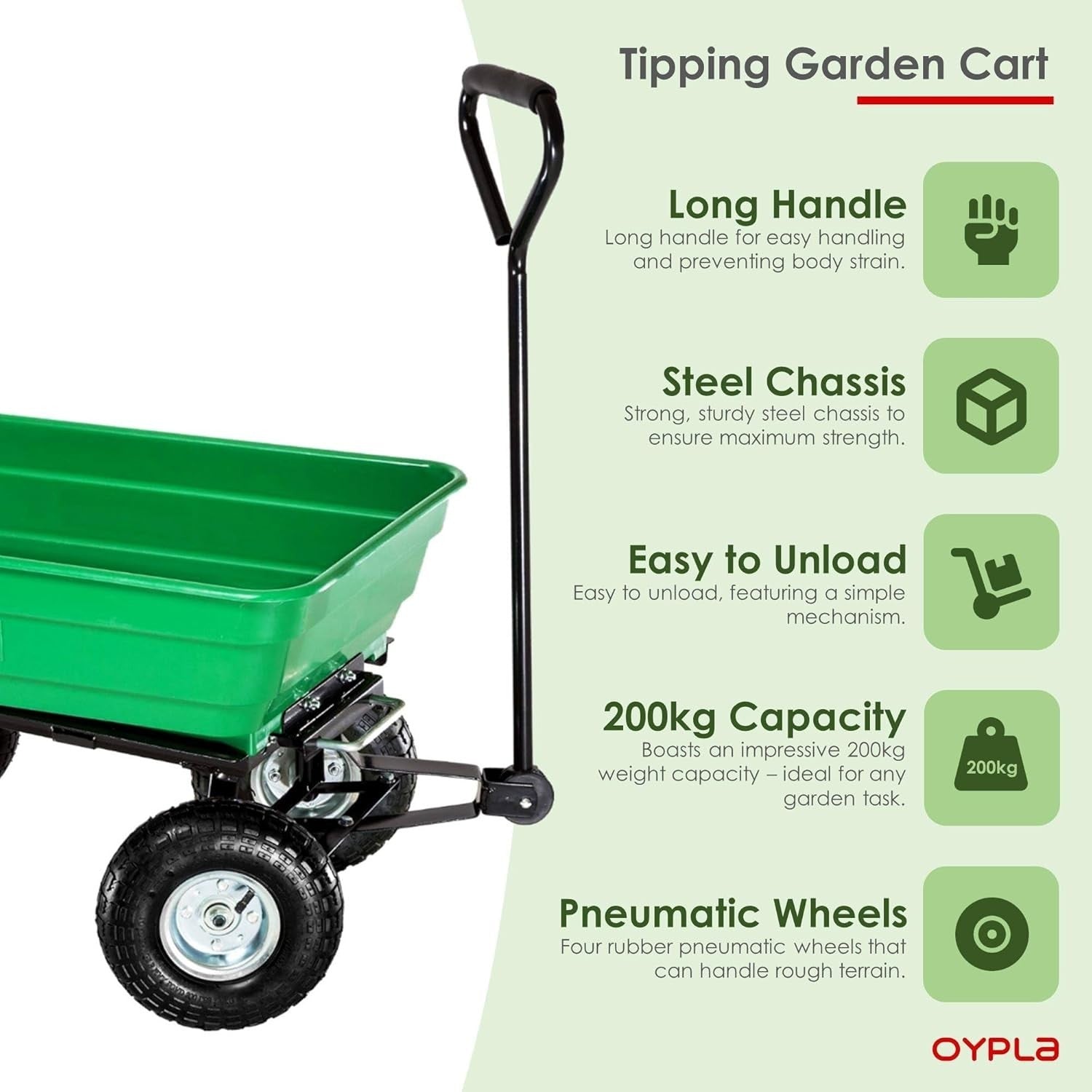 Garden Cart Trolley with Tipping Barrow 200kg Capacity & Pneumatic Tyres