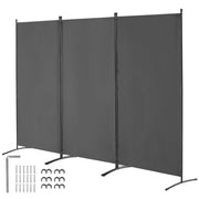 3 Panel Grey Folding Room Divider Privacy Screen Partition 260x184cm