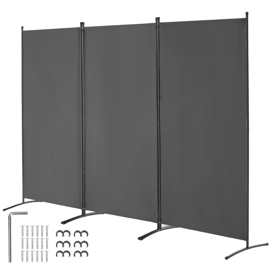 3 Panel Grey Folding Room Divider Privacy Screen Partition 260x184cm