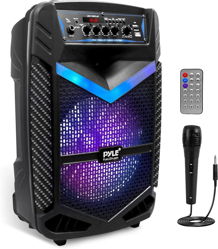Portable PA Speaker 600W Bluetooth DJ System w/ Mic USB SD Lights