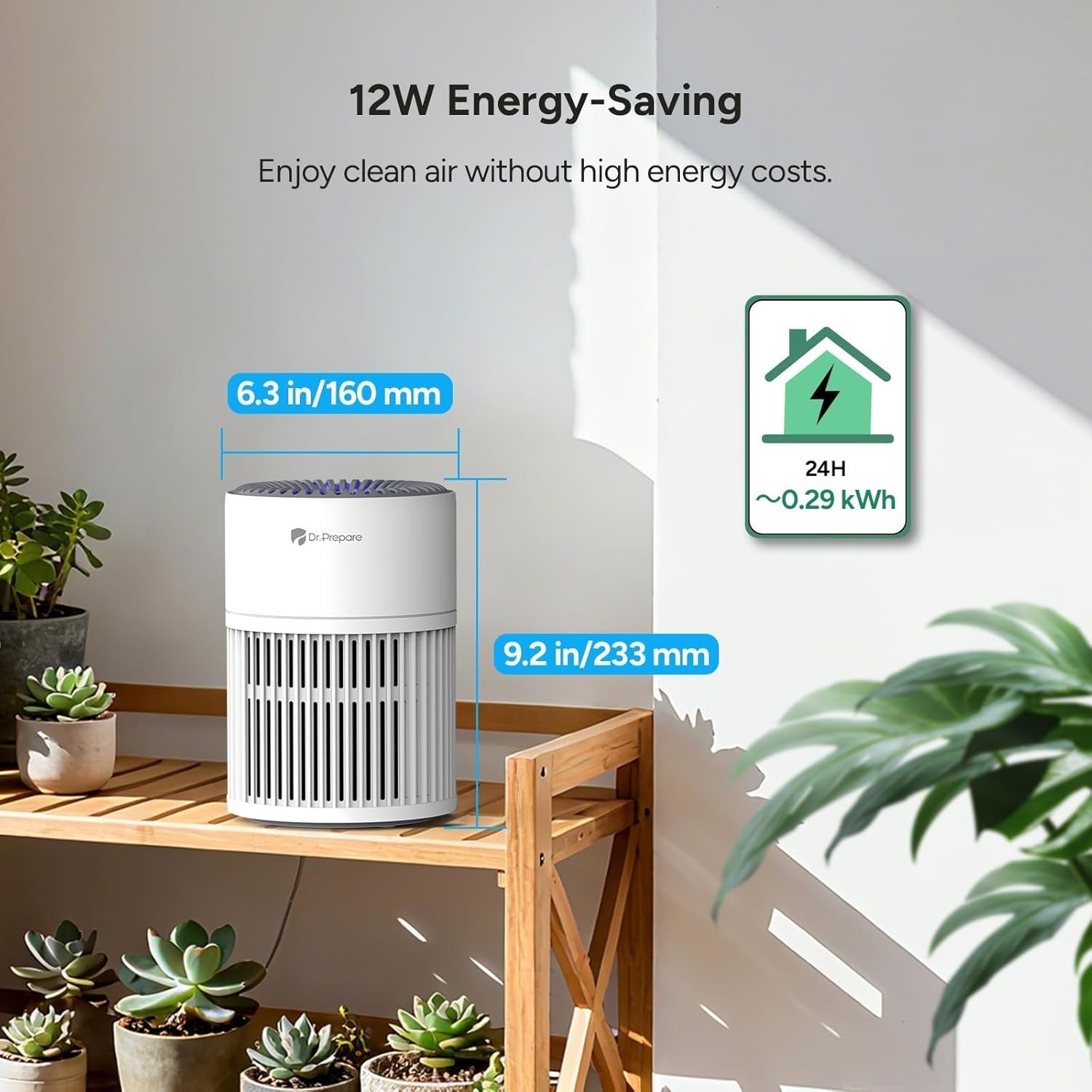 Ultra Quiet HEPA Air Purifier 360° Intake Sleep Mode Energy Saving