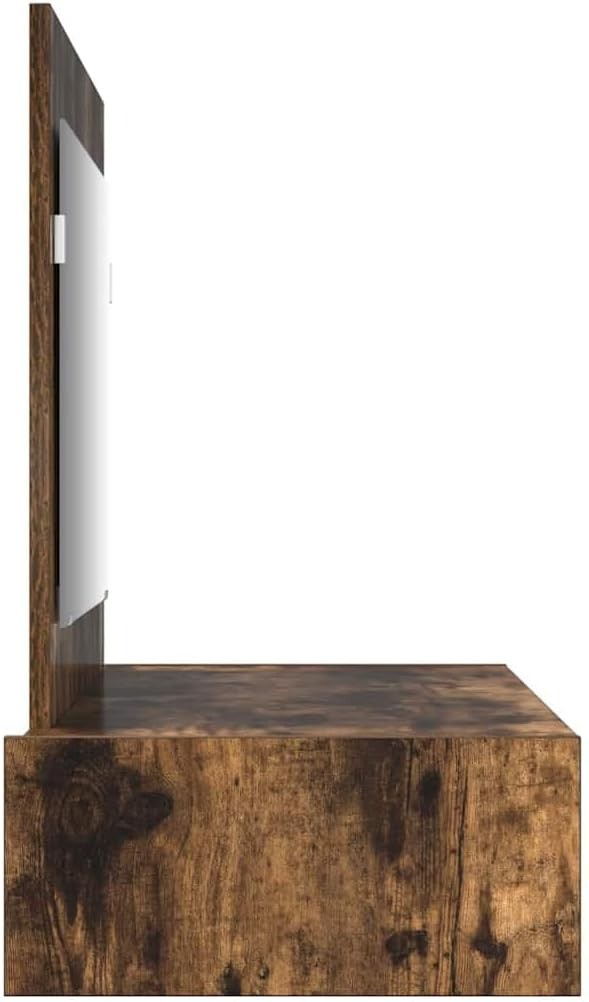 Smoked Oak Vanity Dressing Table w/ Mirror & Drawer Modern Bedroom Furniture