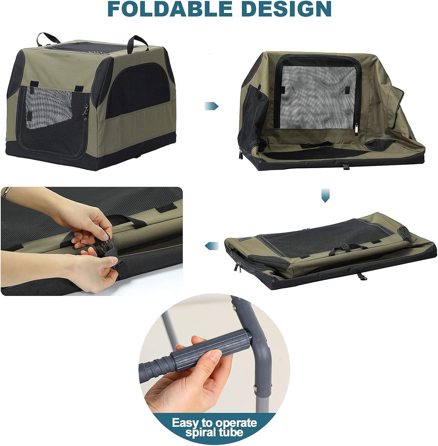 Portable Soft Dog Crate Collapsible Travel Carrier Indoor Outdoor 76cm