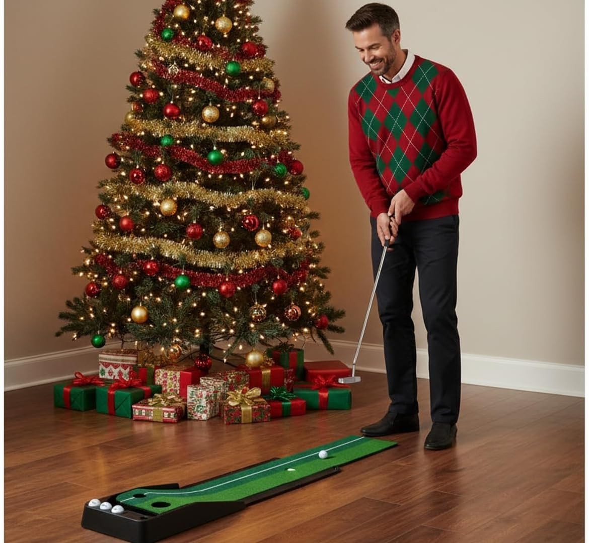 Indoor Golf Putting Mat Auto Ball Return 3m Training Green Home Office
