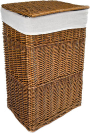 Large Wicker Laundry Basket with Lid & Washable Liner – Distilled Brown Hamper