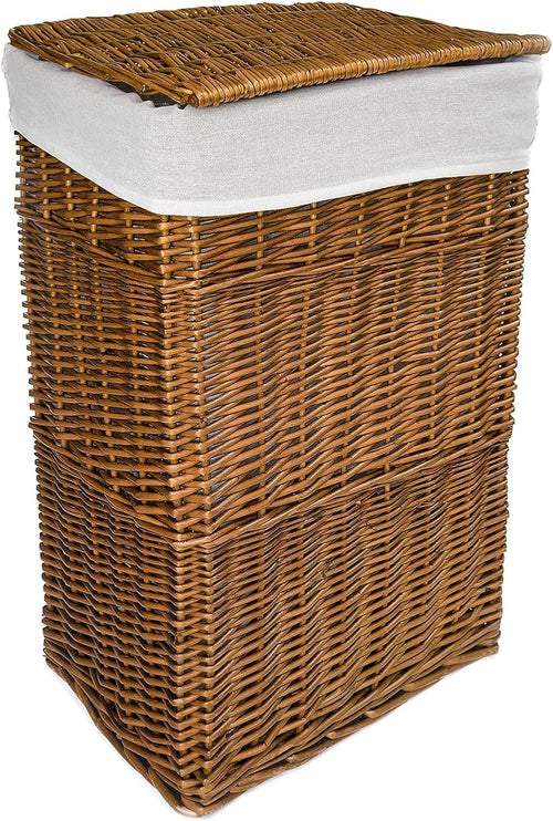 Large Wicker Laundry Basket with Lid & Washable Liner – Distilled Brown Hamper