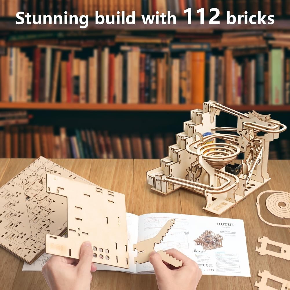 3D Wooden Marble Run Puzzle – Self Assemble, STEM, Logical Thinking