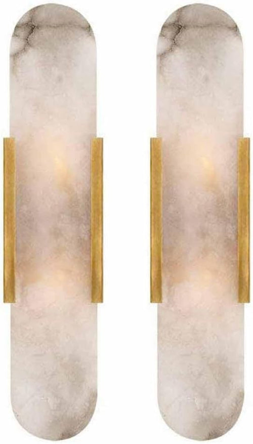 Modern Marble Wall Sconces Set of 2 Gold LED Bathroom Vanity Lights