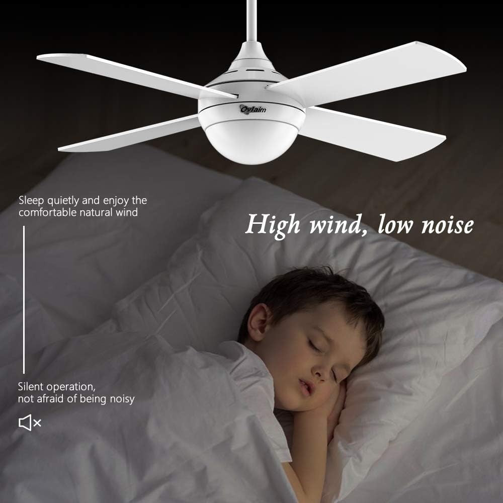 Ovlaim 48-Inch Ceiling Fan with Light, 4 Blades, 3-Color LED, Remote Control