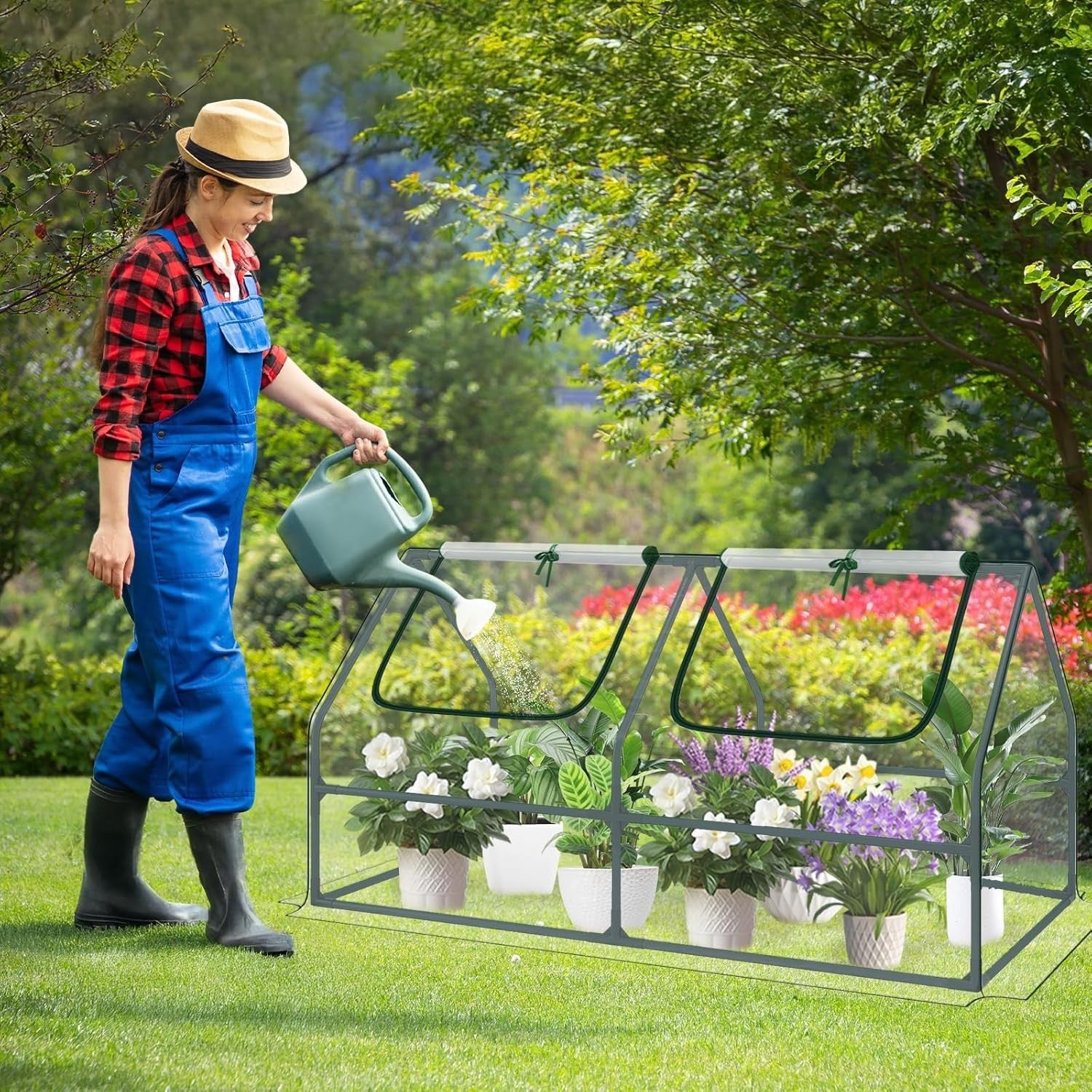 Mini Garden Greenhouse UV Protected Waterproof Plant Shelter with Zipper Doors