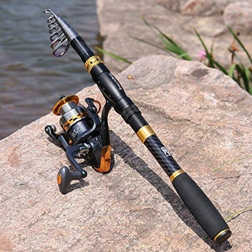 Telescopic Fishing Rod & Reel Combo Complete Kit for Travel & Beginners
