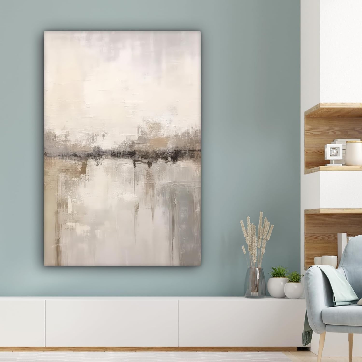 Large Abstract Canvas Wall Art Beige Modern Minimalist Painting 80x120cm