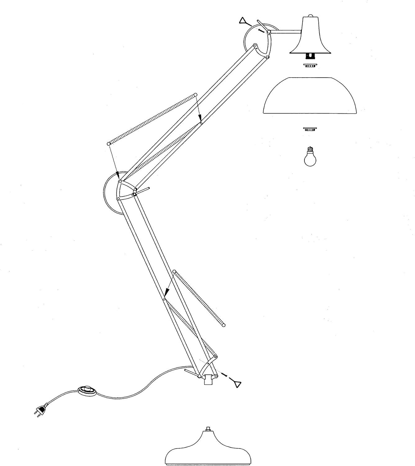 Adjustable Copper Industrial Floor Lamp with Foot Switch, 190cm