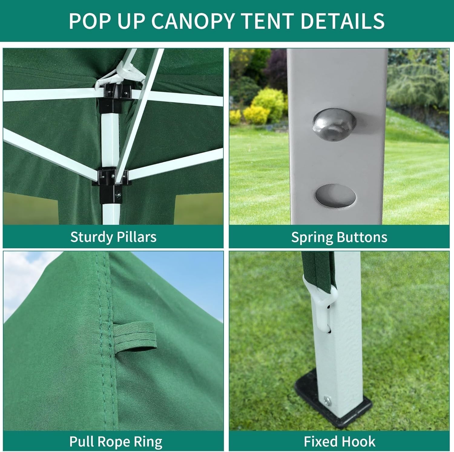 3x3M Heavy Duty Green Gazebo Waterproof Folding Garden Party Tent With Bag