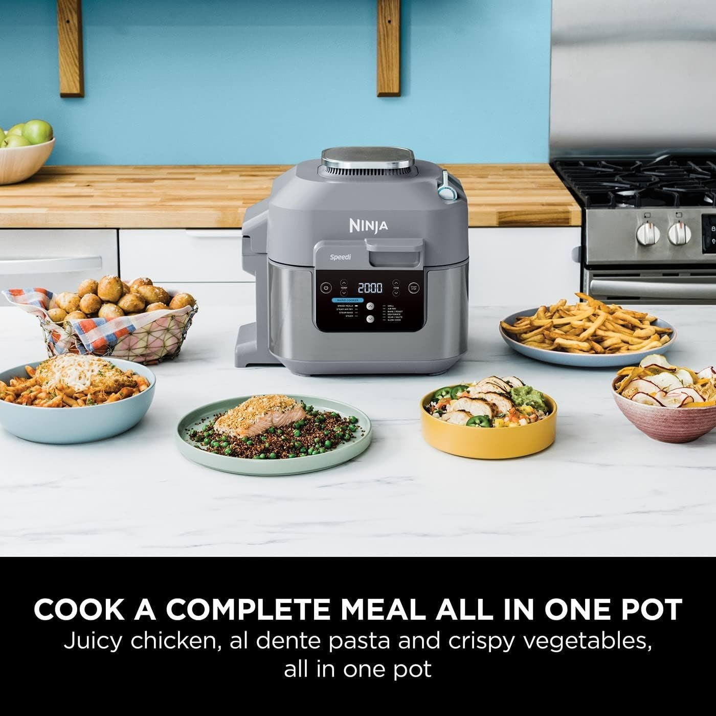 10-in-1 Rapid Cooker Air Fryer | 15-Min Meals | 5.7L Multi-Cooker Grey