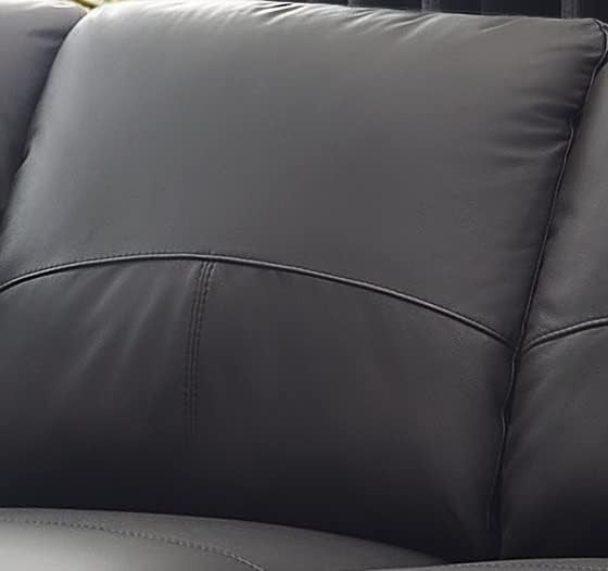 Black Genuine Leather L-Shape Corner Sofa with USB Ports Boston 5 Seater