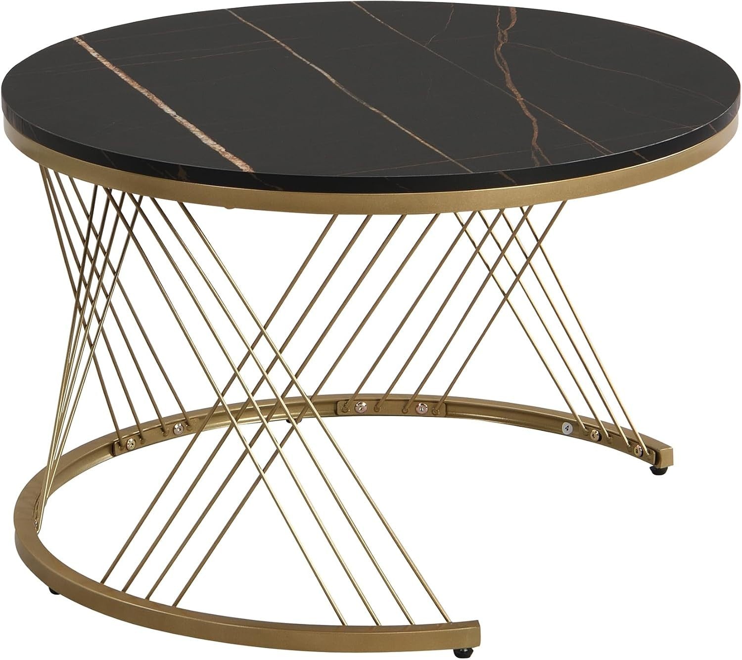 Marble Nesting Coffee Table Set with Drawer – Gold Legs, Modern & Space Saving