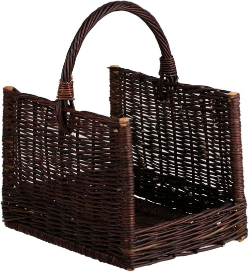 Rustic Wicker Log Basket with Handle – Indoor Firewood Storage 50x35x33cm