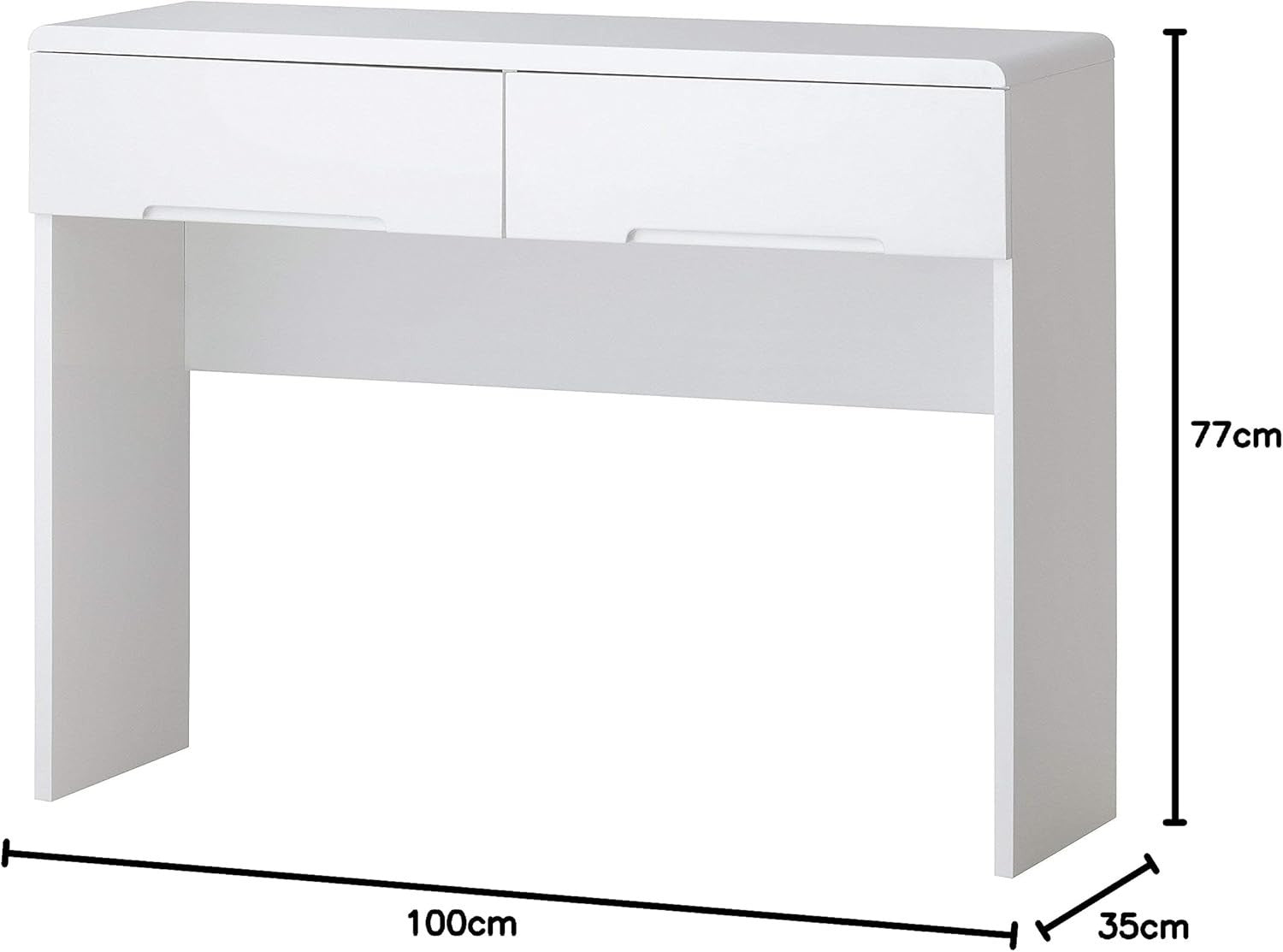 High Gloss White Modern Dressing Table 2 Drawer Minimalist Bedroom Vanity