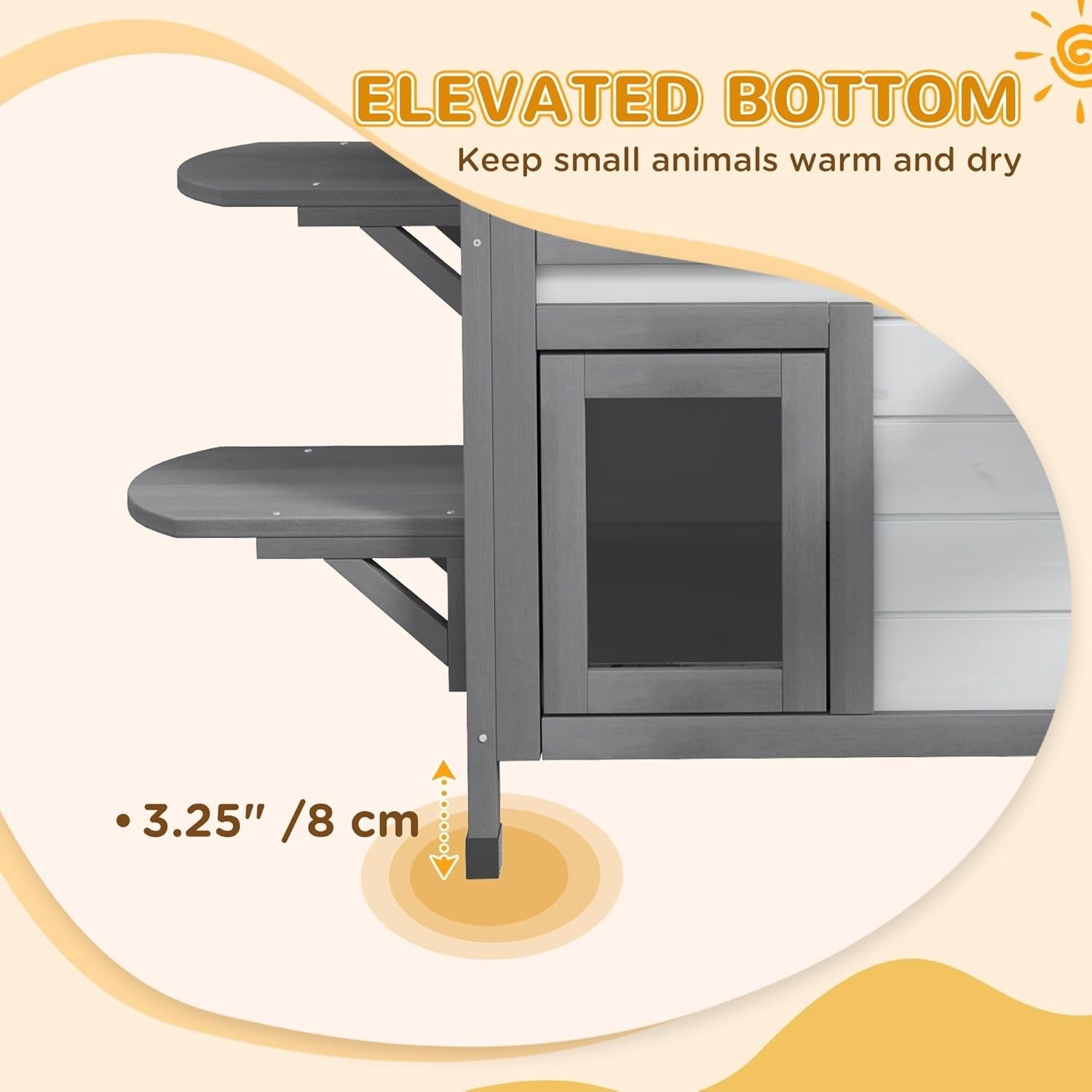 Weatherproof 2-Story Outdoor Wooden Cat House with Escape Door 91x78x55.5cm