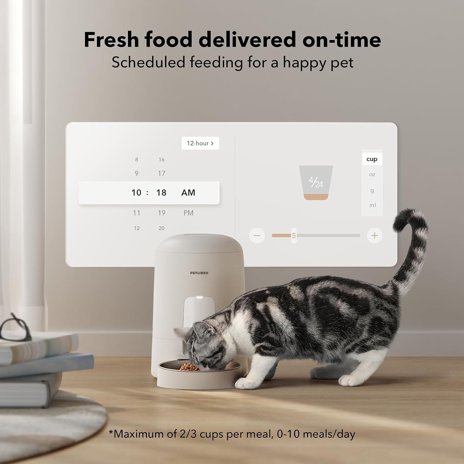 Automatic Cat Feeder WiFi App Control Rechargeable 2L Food Dispenser