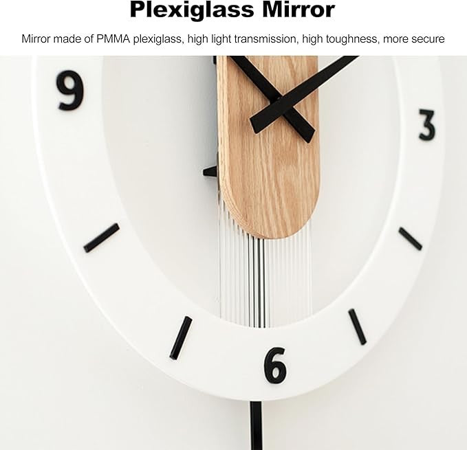Modern Wooden Swing Wall Clock Silent Hanging Clock Number Design Home Decor