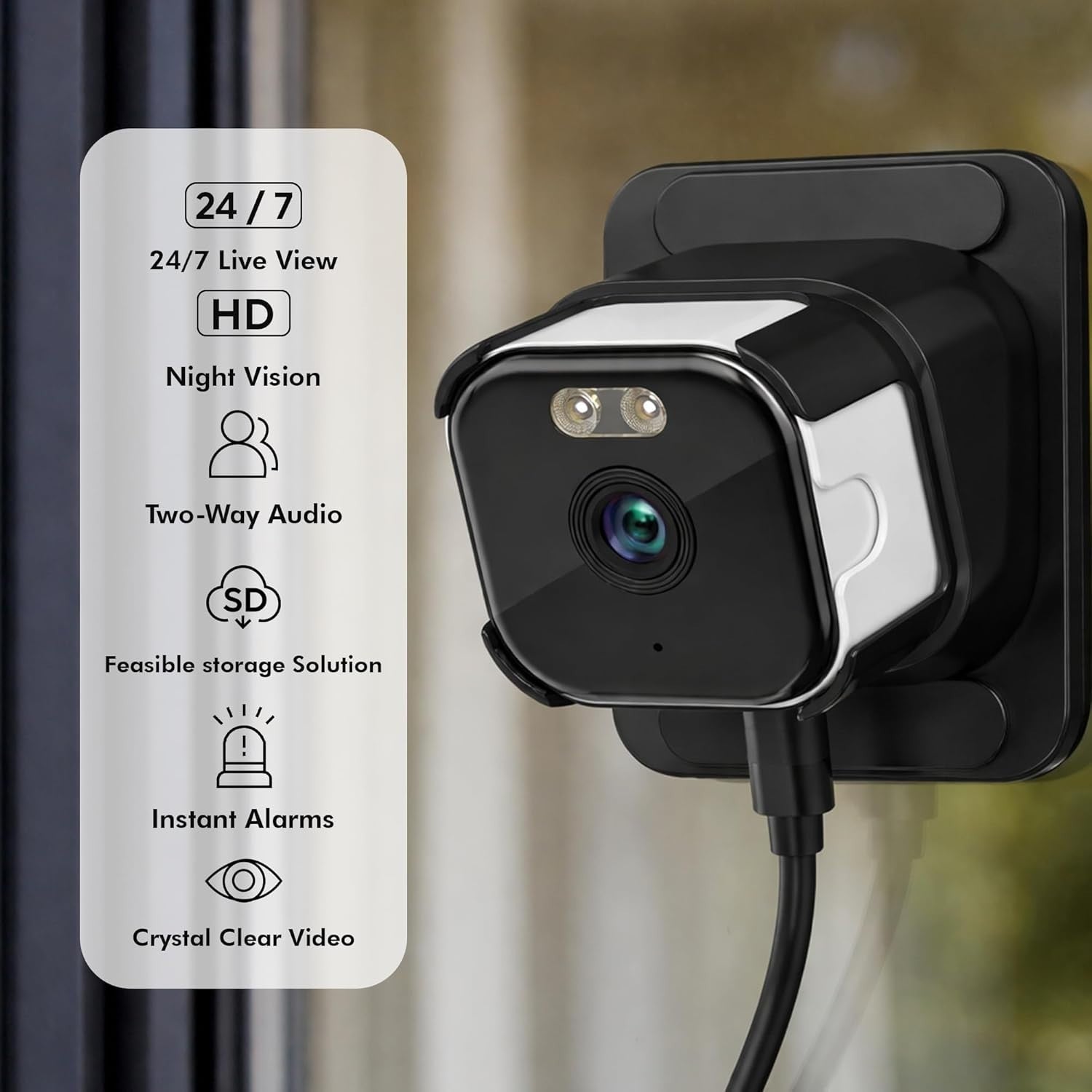 2K Window Security Camera 3MP WiFi AI Motion Detection Night Vision