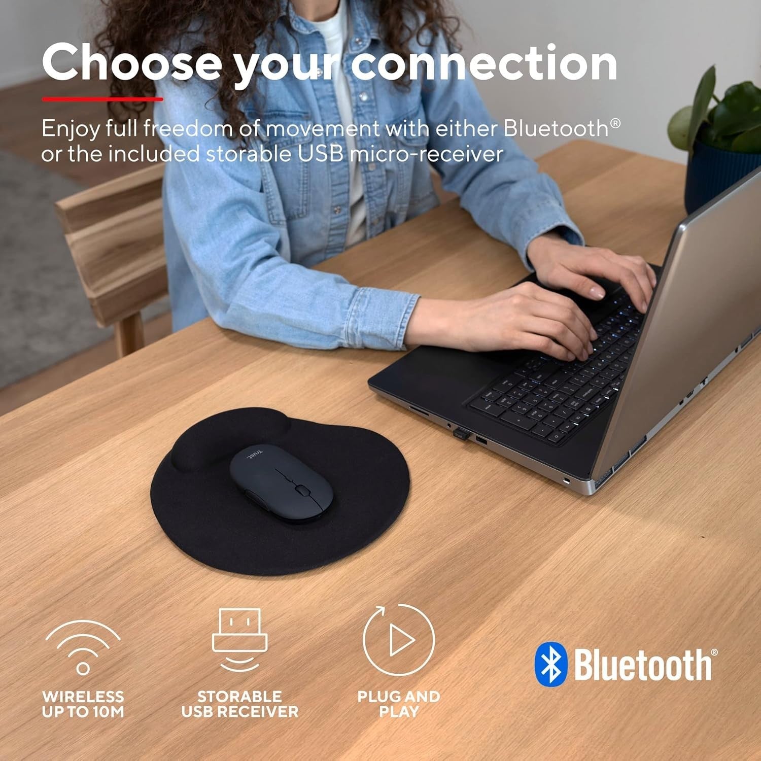 Rechargeable Wireless Mouse Bluetooth 2.4GHz Silent Slim